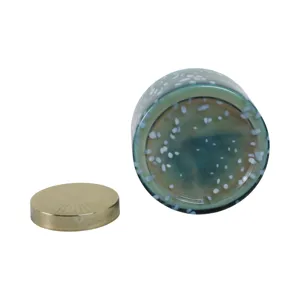 7\" 71 Oz Jasmine Speckle Lidded Candle, Blue/gold