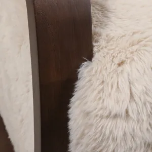 32x31" Faux Fur Accent Chair, Ivory/brown