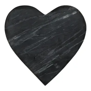 8x8\" Marble Heart Tray W/ Gold Edges, Black/white