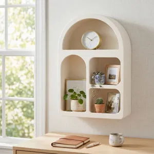 Ec 24\" Arch Rough Finish Wall Shelf, White