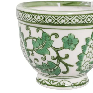 4\", 6oz Bowl Chinoiserie Candle, Green/white