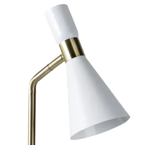 60\" Metal Floor Lamp, White/gold