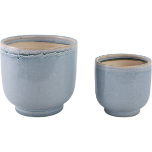 BLUE GLAZED PLANTER SET