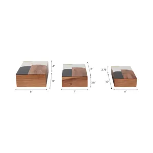 S/3 10/11/12\" Mid-century Boxes, Multi