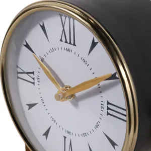 9x7\" Round Clock On Wood Base, Multi