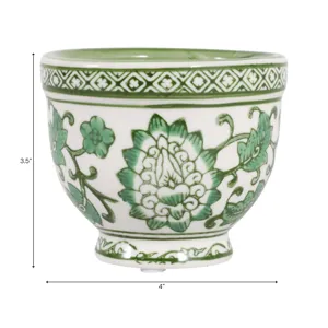 4\", 6oz Bowl Chinoiserie Candle, Green/white