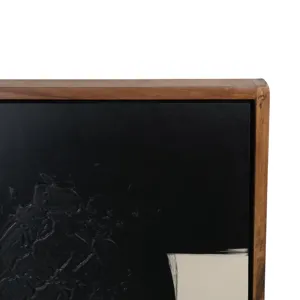 S/2 94x47 Hand Painted Black Geometric