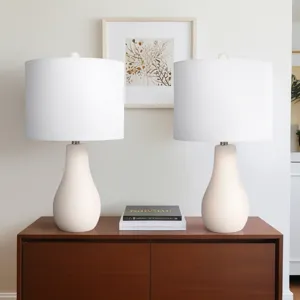 S/2 Ceramic 24\" Table Lamp, White