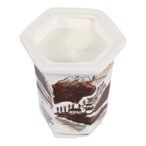 4\", 6oz Chinoiserie Candle, Brown/white