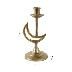 9x5\" Crescent Moon Taper Holder, Gold