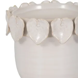 6\" Leaf Applique Planter, Cream