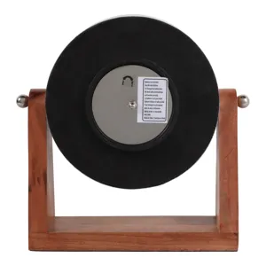 9x8\" Clock On Wood Base, Natural/silver