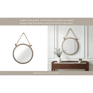 Ec Metal 24\" Mirror With Rope, Silver/natural