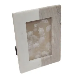 5x7 2-tone Marble Photo Frame, Beige/white