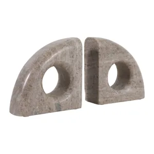 S/2 6\" Large Contemporary Marble Bookends, Beige