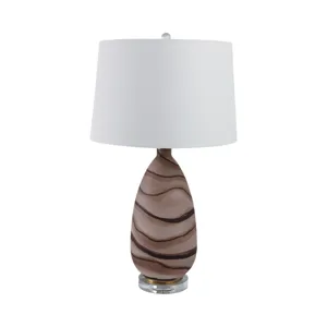 29x17\" Marbled Glass Table Lamp, Brown