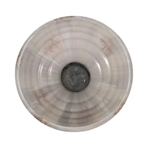 9\" Glass Pedestal Bowl Opal Finish, Ivory Multi