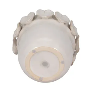 6\" Leaf Applique Planter, Cream