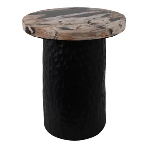 18\" Petrified Wood Top Accent Table Dimple Base