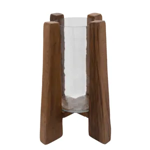 16" Hurricane On Wooden Stand, Brown