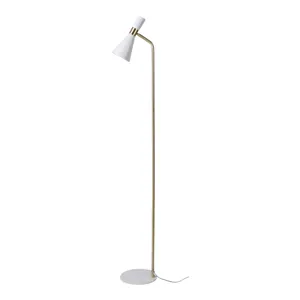60\" Metal Floor Lamp, White/gold