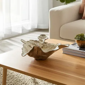 21x20\" Free-form Metal Bowl, Tan Multi