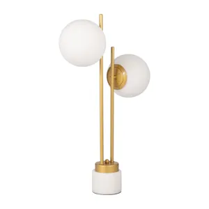 Glass/brass 23\" Double Diffuser Table Lamp, Gold