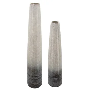 39"h Textured 2-tone Vase, Beige