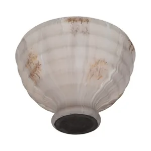9\" Glass Pedestal Bowl Opal Finish, Ivory Multi