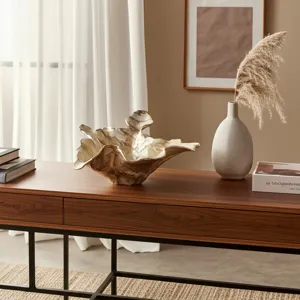 21x20\" Free-form Metal Bowl, Tan Multi