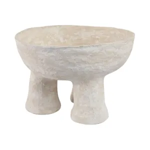 15x10\" 3-footed Paper Mache Bowl, White