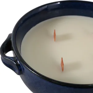 8\" 14 Oz Sandalwood Candle, Blue