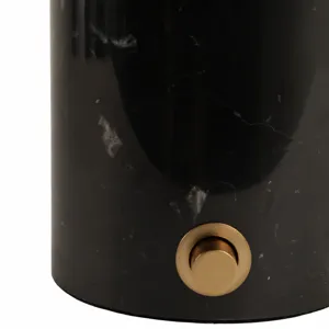 12x8\" Glass Shade On Marble Base With Switch, Blac