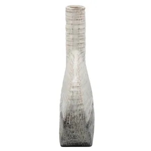 14"h Textured Oval 2-tone Vase, Beige