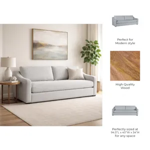 95x40" Cary Modern Sofa, Light Grey