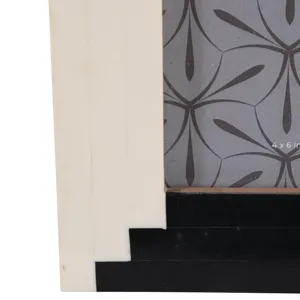 4x6" Art Deco Resin Photo Frame, Black/ivory