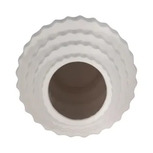 8\" Textured Staggered Vase, White