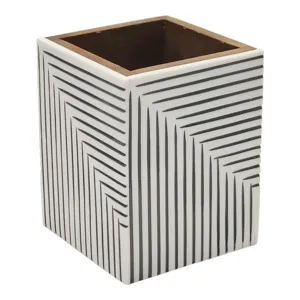 4x3" Ridged Lines Resin Pencil Cup, Black/white