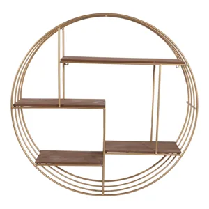 Ec Round 32" Wood / Metal Wallshelf, Bronze
