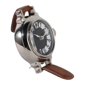 10x6\" Wristwatch Table Clock, Brown/silver
