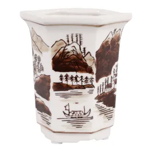 4\", 6oz Chinoiserie Candle, Brown/white