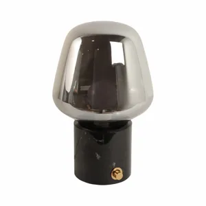 12x8\" Glass Shade On Marble Base With Switch, Blac