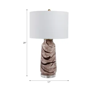 29x17" Swirled Glass Table Lamp, Brown