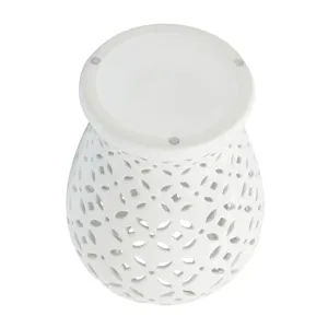 24" Cut-out Daisies Temple Jar, White