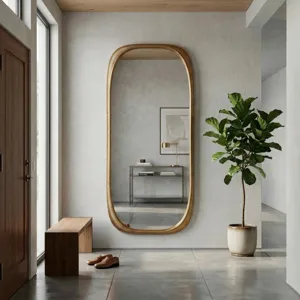 90x42" Ribbed Curved Mirror, Gold