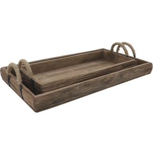 S/2 Wood Trays, Brown