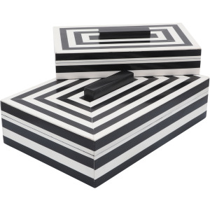Resin S/2 Stripe Boxes, Black/white