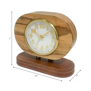 7" Mango Wood Table Top Clock