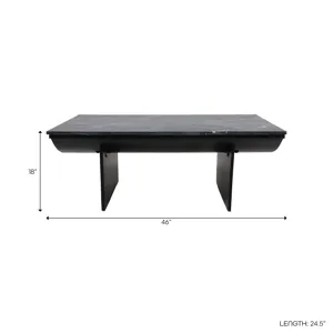 46x24\" Modern Marble Top Coffee Table, Black