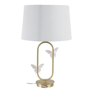 24x15\" Metal Table Lamp With Glass Butterflies, Go